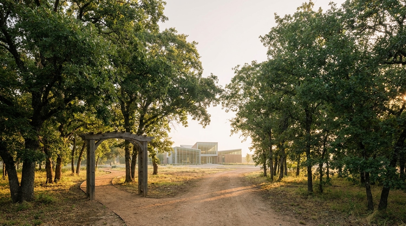 Path through green trees illustrating California diversion programs available in Alameda County